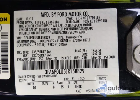 2018 Ford Fusion Hybrid Se from USA, damaged, VIN 3FA6P0LU5JR158829